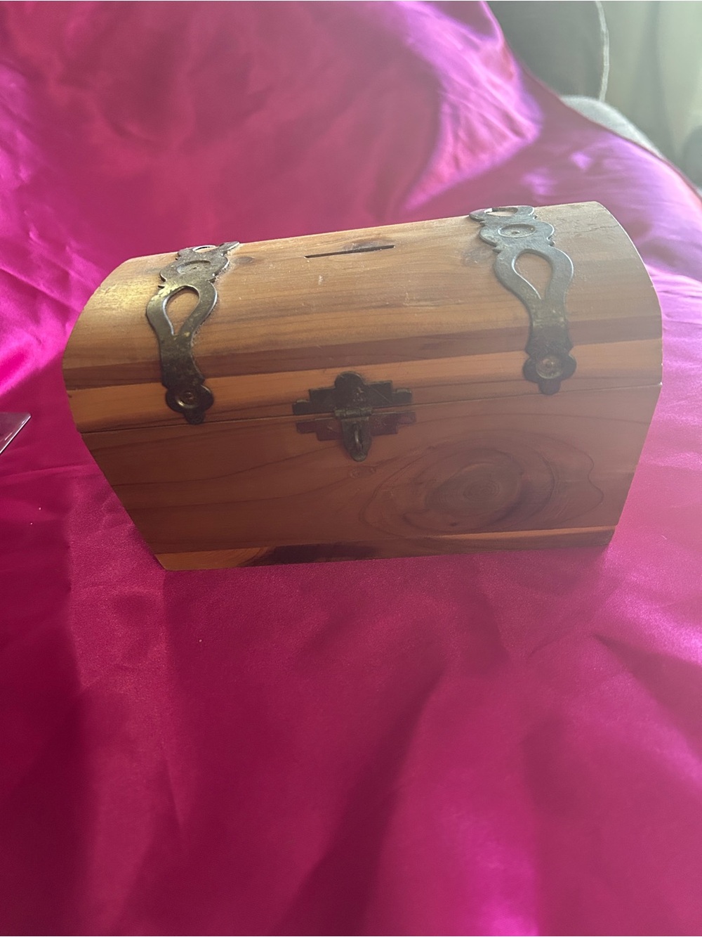 Vintage Wooden Treasure Chest Piggy Bank